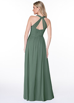 Azazie Jaclyn Bridesmaid Dresses Eucalyptus A-Line Pleated Chiffon Dress image2
