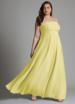 Azazie Lucienne Vestidos de damas de honor Vestido Sorbete De Limón de Gasa de Línea A Convertible con Palabra de honor image11