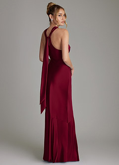 Azazie Reign Bridesmaid Dresses Burgundy Mermaid Pleated Stretch Satin Dress image7