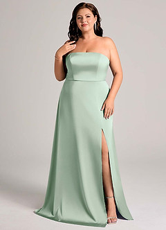Azazie Wren Bridesmaid Dresses Agave A-Line Strapless Stretch Satin Convertible Dress image10