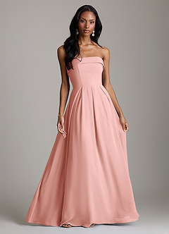 Azazie Lucienne Vestidos de damas de honor Vestido de Rosetón de Gasa de Corte en A Convertible con Sin tirantes image1