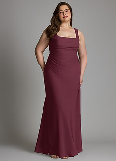 Azazie Agustina Abiti da Damigella Abito Sirena in Chiffon Corsetto Cabernet image12