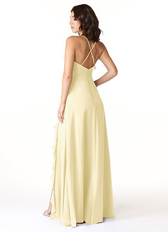 Azazie Tarni Bridesmaid Dresses Lemon Sorbet A-Line Chiffon Dress image2