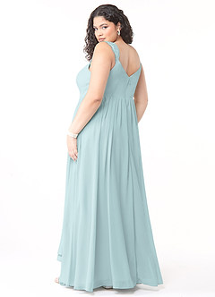 Azazie Cleobella Robes de demoiselle d'honneur Robe Trapèze en Mousseline de soie Dentelle en forme de cœur Brume image11