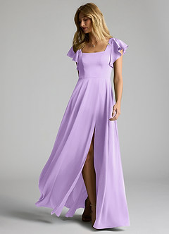 Azazie Bondi Bridesmaid Dresses Lilac A-Line Bow Stretch Satin Dress image6