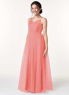 Azazie Layla A-Line Lace Floor-Length Junior Bridesmaid Dress image3