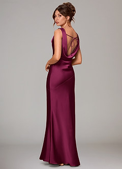 Azazie Rylina Bridesmaid Dresses Red Plum Mermaid Stretch Satin Dress image4
