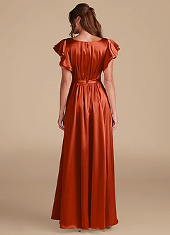 Azazie Daphne Modest Bridesmaid Dresses A-Line Ruched Metallic Satin Floor-Length Dress image2