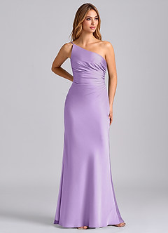 Azazie Marseli Bridesmaid Dresses Lilac Mermaid One Shoulder Stretch Satin Dress image1
