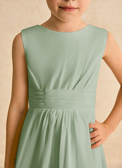 Azazie Edelweiss Flower Girl Dresses Dusty Sage A-Line Pleated Chiffon Dress image7