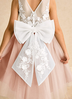 Azazie Lina Jurken voor bloemenmeisjes Baljurk Jurk van Kant Ivoor Engelse Roos image7