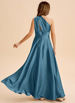 Azazie Charlize Junior Abito A-Line in Raso Elasticizzato Plissettato Bermuda image2