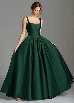 Azazie Verina Bridesmaid Dresses Dark Green A-Line Pleated Stretch Satin Dress image5