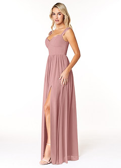 Azazie Cleobella Robes de demoiselle d'honneur Robe Trapèze en Mousseline de soie Dentelle en forme de cœur Rose Poussiéreuse image4