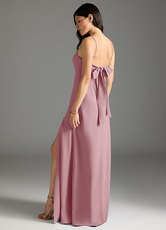 Azazie Melia Bridesmaid Dresses Vintage Mauve A-Line Bow Stretch Crepe Dress image1
