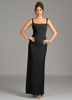 Azazie Agustina Robes de demoiselle d'honneur Robe Sirène en Jersey extensible de qualité supérieure Corset Noir image4