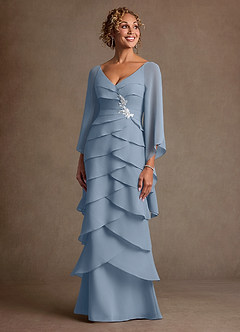 Azazie Arabinda 신부의 어머니 드레스 쉬스 셔링 쉬폰 플로어 길이 드레스 image4