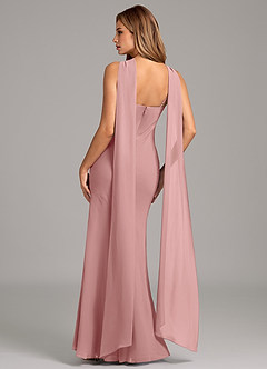 Azazie Kinsley Robes de demoiselle d'honneur Robe Sirène en Mousseline de soie Plissée Rose Poussiéreuse image2