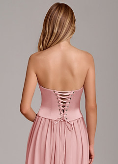Azazie Cadence Bridesmaid Dresses Powder Pink A-Line Corset Stretch Satin Convertible Dress image6