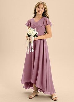 Azazie Induh Junior Vintage Mauve A-Line Pleated Chiffon Dress image2