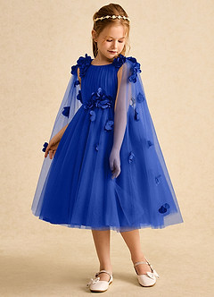 Azazie Staria Blumenmädchenkleider Ballkleid Gestreift Tüll Kleid Königsblau image5