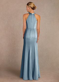 Azazie Tyra Mother of the Bride Dresses Dusty Blue Mermaid Lace Stretch Satin Dress image3
