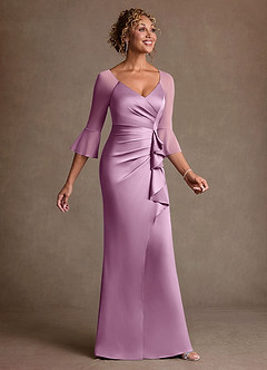 Azazie Nampa Final Sale Wisteria Sheath Pleated Mesh Dress image4