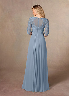 Azazie Zinnia Abiti per la Madre della Sposa Abito A-Line in Chiffon Lustrini Blu Polveroso image7