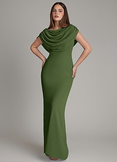Azazie Hadley Bridesmaid Dresses Olive Mermaid Pleated Chiffon Dress image10