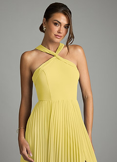 Azazie Afra Bridesmaid Dresses Canary A-Line Pleated Chiffon Dress image5