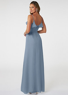 Azazie Natalia Bridesmaid Dresses Dusty Blue A-Line Chiffon Dress image4