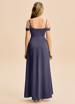 Azazie Lettie Junior A-Line Off-Shoulder Stræk satin Gulv-længde Junior brudepige Kjole image3