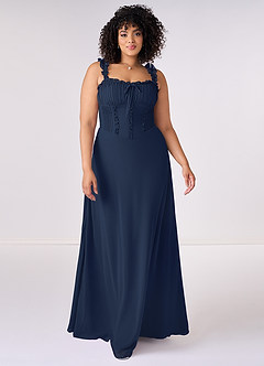 Barbie ♥ Azazie Bridesmaid Dresses Dark Navy A-Line Sweetheart Neckline Chiffon Dress image6