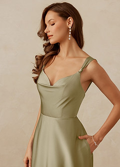 Christian Siriano Bridal for Azazie 1001 Bridesmaid Dresses Moss Green A-Line Sweetheart Neckline Stretch Satin Dress image8