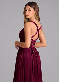 Azazie Francis Brautjungfernkleider A-Linie Korsett Samt Kleid Cabernetrot image2