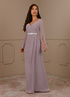 Azazie Belinda Mother of the Bride Dresses Dusk A-Line V-Neck Pleated Chiffon Dress image1