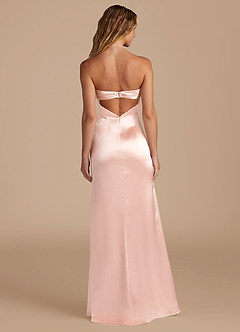 Azazie Leonis Bridesmaid Dresses Rose Gold Mermaid Pleated Metallic Satin Convertible Dress image6