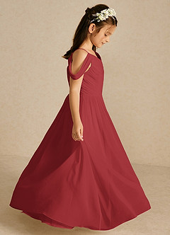 Azazie Chelle Flower Girl Dresses Rust A-Line Pleated Chiffon Dress image4