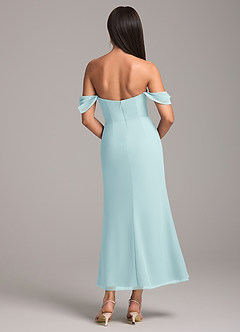 Azazie Saige Bridesmaid Dresses Sea Glass Sheath Off the Shoulder Chiffon Convertible Dress image5