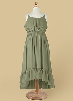 Azazie Karmen Flower Girl Dresses Pistachio A-Line Ruched Chiffon Dress image9