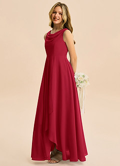 Azazie Mannie Junior Linia A Pofałdowany Szyfon Asymetryczny Młodsza druhna Sukienka image4