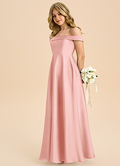 Azazie Sissy Junior Klänning av A-Line i Stretch Satin Off the shoulder image6