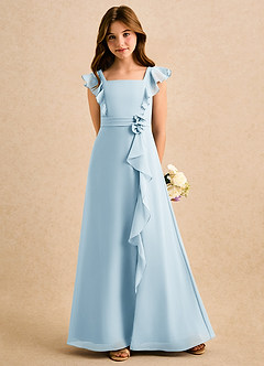 Azazie Soso Girls Formal Flower Girl Dresses Sky Blue A-Line Pleated Chiffon Dress image5