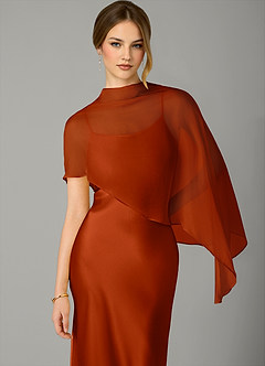Azazie Jaleesa Bridesmaid Dresses Paprika Sheath High Neck Stretch Satin Dress image2