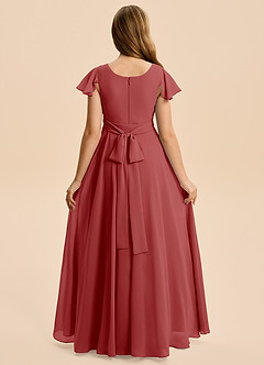 Azazie Cady Junior Rust A-Line Pleated Chiffon Dress image2