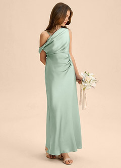 Azazie Emerson Junior Etui Schulterfrei Stretch-Satin Kleid Agave image4