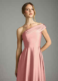 Azazie Melanie Suknie dla druhen Linia A Zza ramienia Satyna elastyczna Do ziemi Sukienka image6