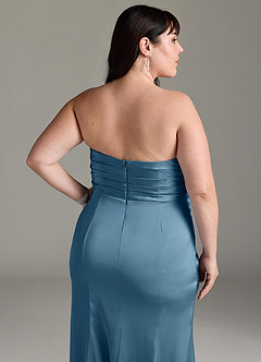 Azazie Yola Bridesmaid Dresses Bermuda Sheath V-Neck Pleated Stretch Satin Convertible Dress image15