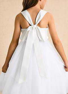 Azazie Bonny Flower Girl Dresses Ivory White Ball-Gown Pleated Tulle Dress image6