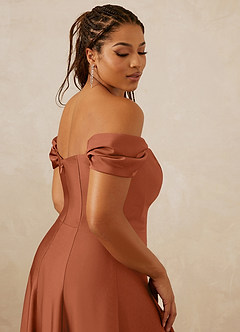 Christian Siriano Bridal for Azazie 1002 Robes de demoiselle d'honneur Robe Trapèze Convertible en Satin extensible Épaule décolletée Rose De Cèdre image10